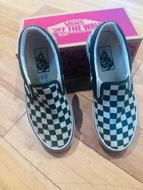 Vans Checkerboard Slip-On Sneakers - Green & White